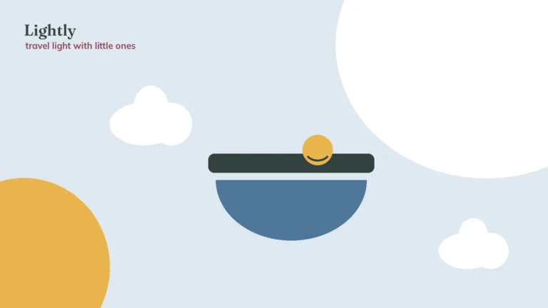 Illustration of an airline bassinet with a sleeping baby — airplane bassinet seats