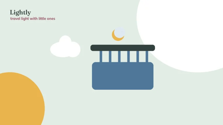 Illustration of a travel crib under a moon — best travel cribs