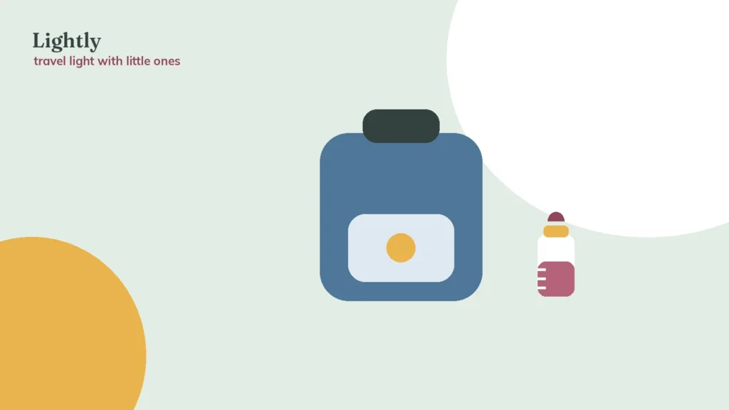 Illustration of one backpack diaper bag and a bottle — the one-bag diaper bag setup